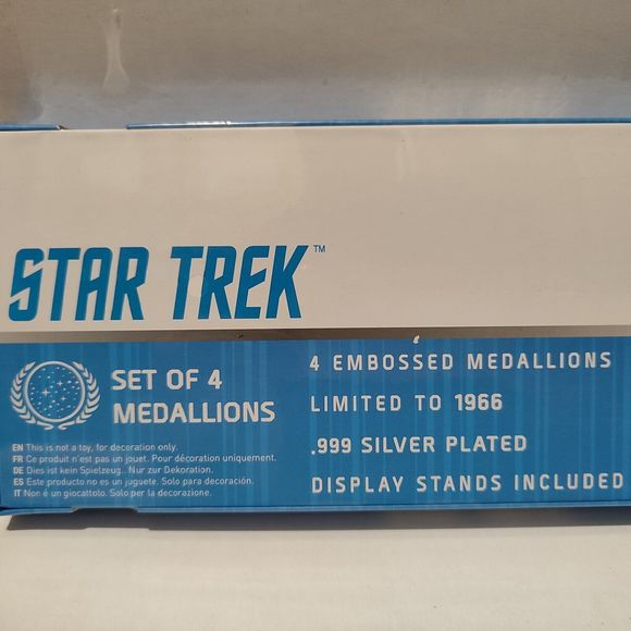 Star Trek Limited Edition Silver Plated Starfleet Divisions Medallions Set Of 4 - Picture 8 of 9